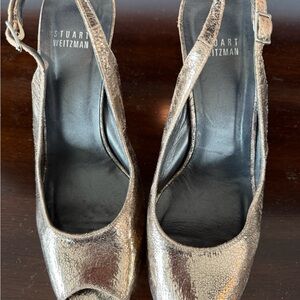 Stuart Weitzman Metallic Slingback Heels